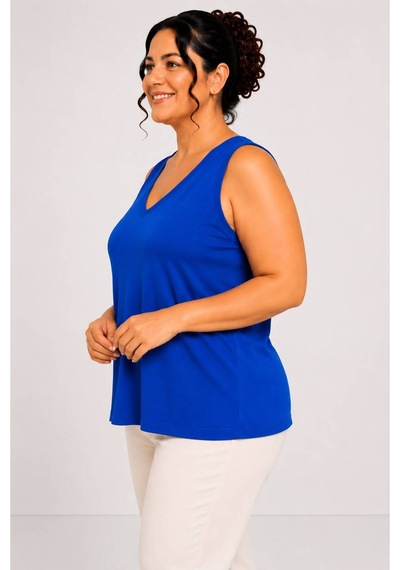 Paw Garage Kadın Büyük Beden Günlük Bluz - Ön Arka V Yaka Biyeli Atlet 2xl Sıyah 2xl Sıyah Pwgglm5159
