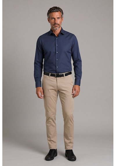 Bisse Lacivert Regular Fit Modern Pamuk Cepsiz Klasik Yaka Uzun Gömlek Gmkls250066 C39