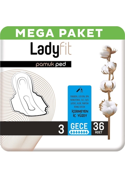 Ladyfit Pamuk Hijyenik Ped Gece 36'lı