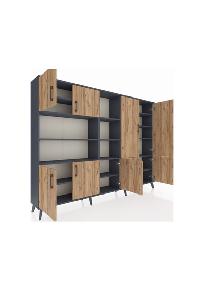 Arges Dolap 14 Raflı 9 Kapaklı 220x30x163 Antrasit-çam/antrasit Atlas Çam/antrasıt - Antrasıt Arges Dolap 14 Raflı 9 Kapaklı 220x30x163 Antrasit-çam/antrasit Atlas Çam/antrasıt - Antrasıt