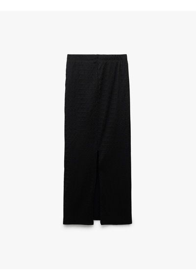 Koton Yüksek Bel Slim Fit Yırtmaç Detaylı Astarlı Midi Kalem Etek Siyah 5sal70006ık Siyah