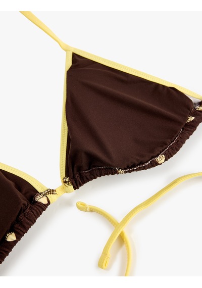Koton Kontrast Detaylı Biyeli Puantiyeli Üçgen Bikini Üstü Kahverengi Desenli 6sak10286mm Koton Kontrast Detaylı Biyeli Puantiyeli Üçgen Bikini Üstü Kahverengi Desenli 6sak10286mm