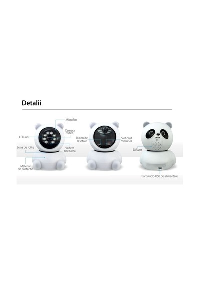 Panda Görünümlü 360 1080p Ip Güvenlik Kamerası Gece Görüşlü Bebek Bakıcı Ip Wifi Kamerası
