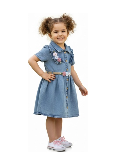 Kız Çocuk Kot Elbise Bgl-st05203 Mavi