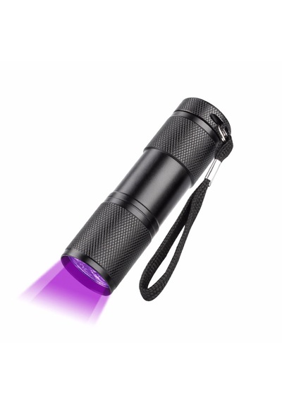 Uv Işık El Feneri 9 Led Ultraviyole Mor Işık Para Kontrol Doğal Taş İnceleme Evcil Hayvan Dışkı Tespiti Akrep Feneri Pilli Siyah