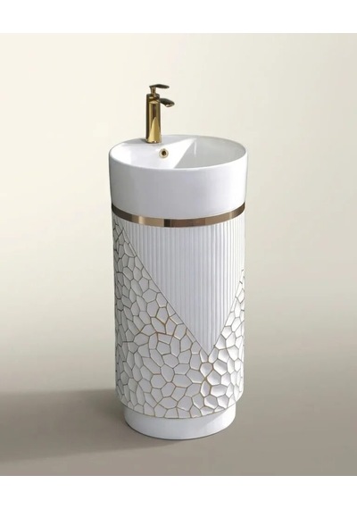 Elysia Beyaz Altın Monoblok Lavabo Renkli