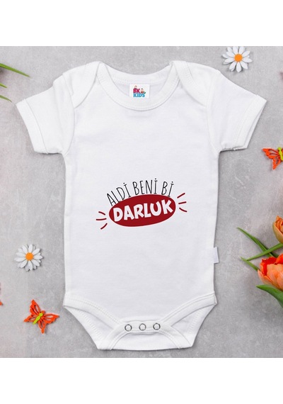 Bk Kids Darluk Tasarımlı Beyaz Bebek Body Zıbın-1 Çok Renkli