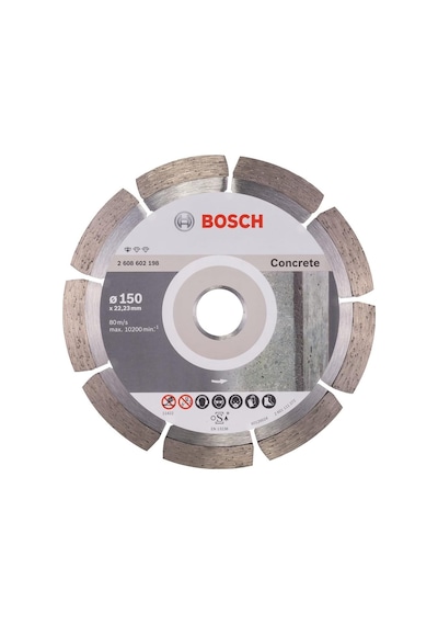 Professional Accessories Concrete İçin Elmas Kesim Diski Standartı, 150 X 22,23 X 2 X 10 Mm, 1-pack, 2608602198