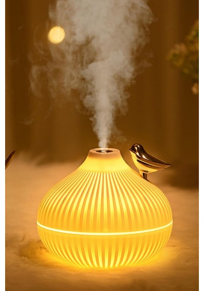 Exenar - Beyaz - Mini Hava Nemlendirici Buhar Makinesi Led Işık Tasarımlı Difüzör Gece Lambası Humidifier 300ml