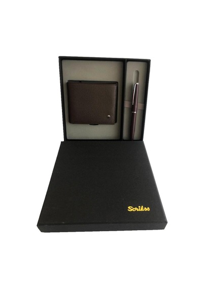 Scrikss Vintage 53C Bordo Roller Kalem Ve Siyah Cüzdan Seti