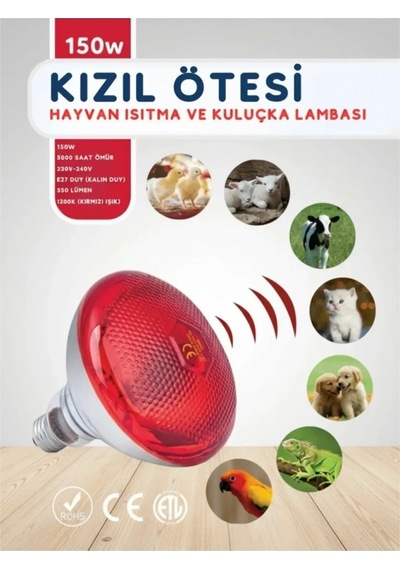 150w Kızılötesi İnfrared Isıtıcılı Hayvan Isıtma Ve Kuluçka Lambası Kırmızı Işık E27 Kalın Duy Çok Renkli