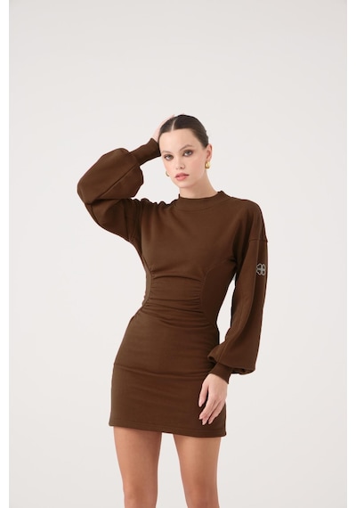 Holly Lolly Belden Oturmalı Mini Nancy Elbise Kahve