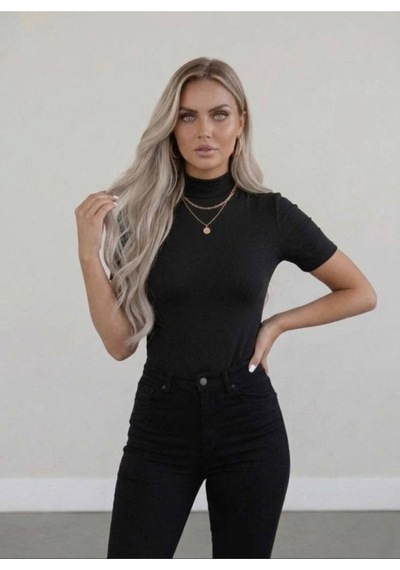 Hashtag Kadın Balıkçı Yaka Yarım Kol Body 4'lü Set Viskon Kumaş Siyah, Vişne Çürüğü, Lacivert, Antrasit