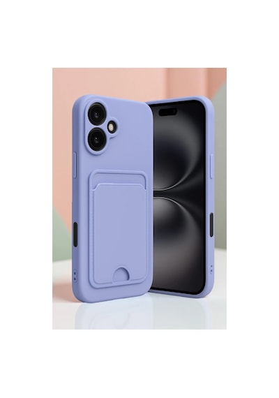 Apple İphone 16 Kılıf Kelvin Kartvizitli Silikon - Koyu Yeşil 0.2M-Çok Renkli