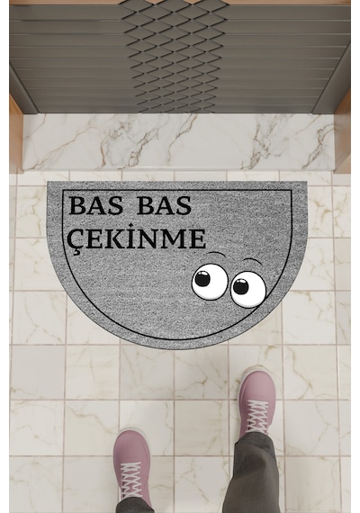 Rugmood Modern Dijital Paspas Gri Bas Bas Çekinme Paspas - Kapı Önü Paspası