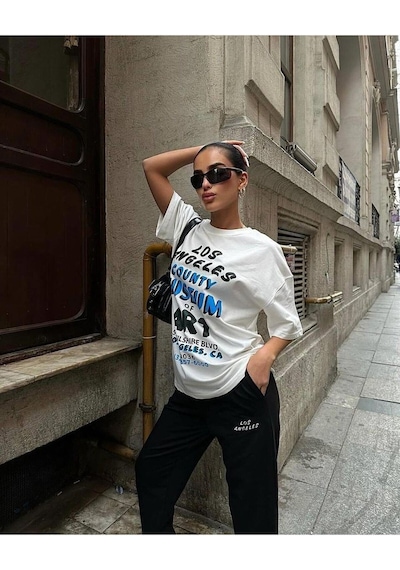 Art Baskılı T-shirt Eşofman Altı Jogger-baskılı Alt Üst Eşofman Takım Oversize Bisiklet Yaka Siyah Art Baskılı T-shirt Eşofman Altı Jogger-baskılı Alt Üst Eşofman Takım Oversize Bisiklet Yaka Siyah