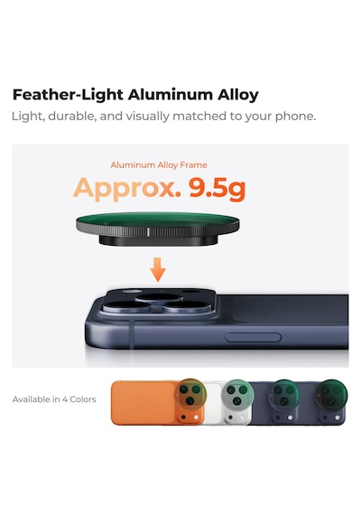 K&f Concept İphone 17 Pro Max/17 Pro İçin Geçmeli Cpl Filtre - Nano-x Serisi Optik Siyah
