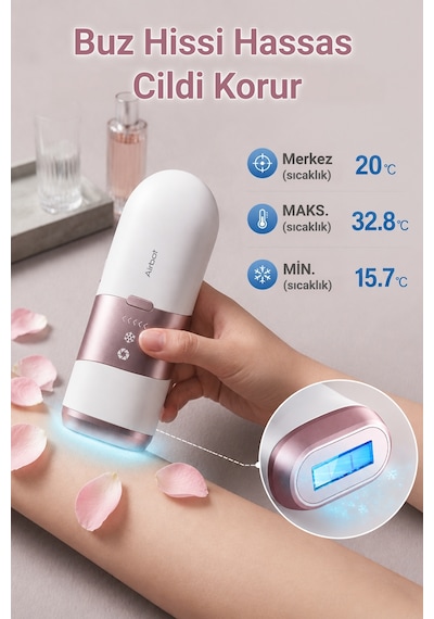 Airbot Aria Opal Ipl Tüy Alma Cihazı - Buz Soğutmalı Lazer Epilasyon Cihazı- Şampanya Altını