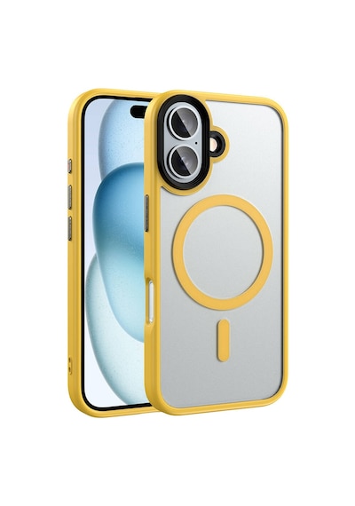 Apple Uyumlu iPhone 16 Plus Kılıf Mat Arka Yüzey Wireless Şarj Özellikli Casen Flet Magsafe Kılıf Desert Titanyum