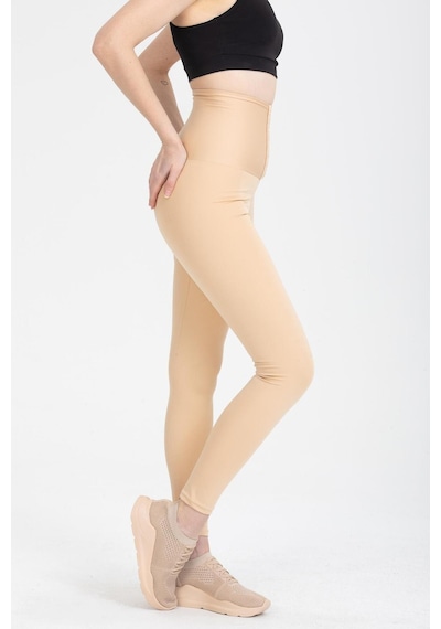 Fit Women Sauna Termal Agraflı Kopçalı Korse Tayt 4409 Ten