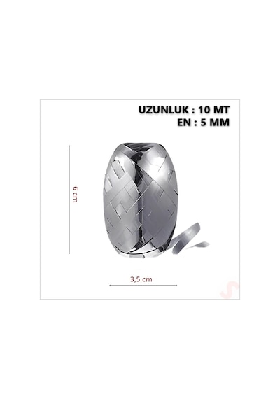 Rafya, 5 Mm X 10 Mt - Metalik Gümüş