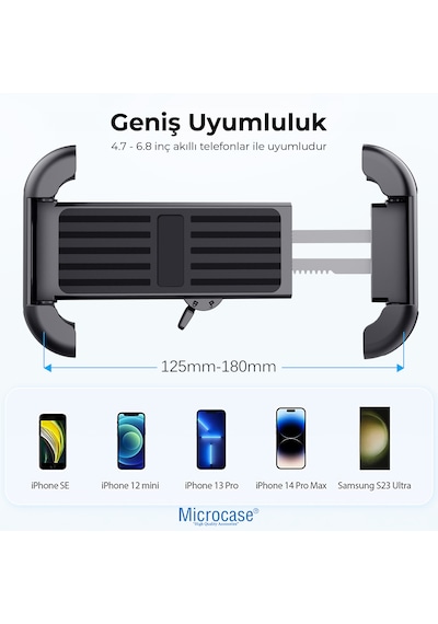 Micorcase Hl-152d Motosiklet Scooter Telefon Tutucu - Titreşim Ve Darbe Korumalı Dikiz Ayna Bağlantılı Güvenlik Kilitli Kurye Telefon Standı - Al5742 Siyah