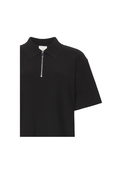 Calvin Klein Ss Taılored Knıt Collar Zıp Top Kadın Siyah Polo T-shirt