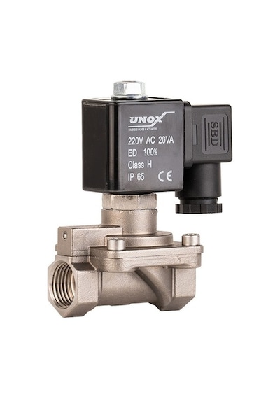 Unox Paslanmaz Genel Maksat Normalde Kapalı Solenoid Valf (0,5-16 BAR)