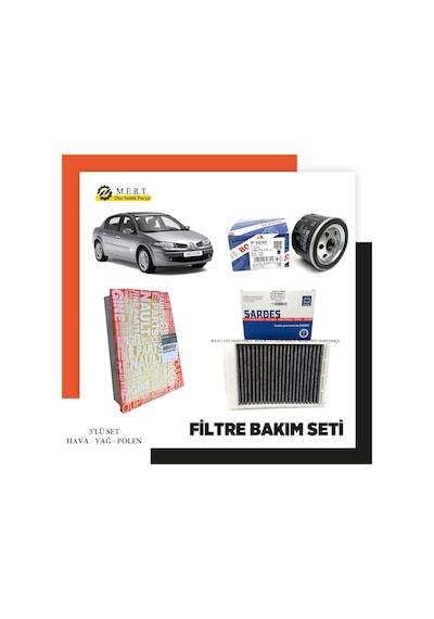 Megane 2 - 1.6 16V Filtre Bakım Seti Hava-Yağ-Karbonlu Polen