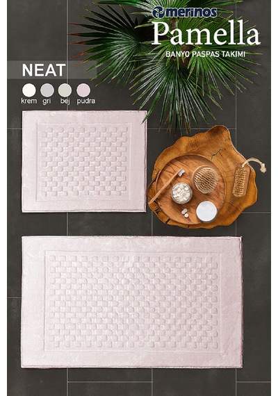 Merinos Pamella 2 Li Banyo Paspas Takımı Neat Pudra Pudra Pudra