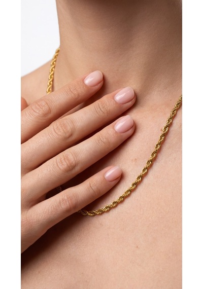 Long Aurea Twist Rope Kolye Krem