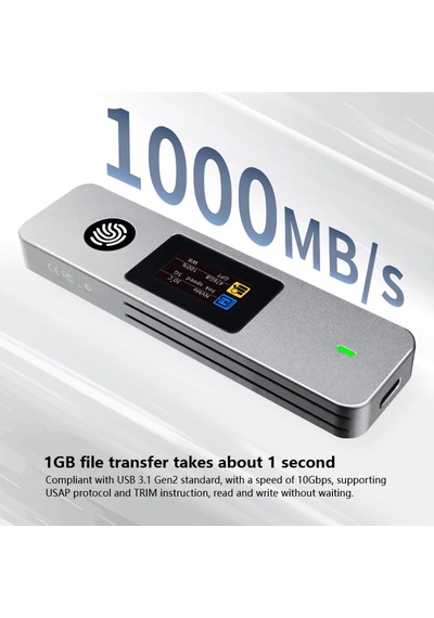 Parmak İzi Şifreleme Özellikli M.2 Ssd Kutusu Type-c Alüminyum Harici Ssd Enclosure 2230 2242 2280 Uyumlu 1000mb/s Hız Silikon Kılıflı Veri Depolama Kutusu Ith18-u124, Gri Parmak İzi Şifreleme Özellikli M.2 Ssd Kutusu Type-c Alüminyum Harici Ssd Enclosure 2230 2242 2280 Uyumlu 1000mb/s Hız Silikon Kılıflı Veri Depolama Kutusu Ith18-u124, Gri