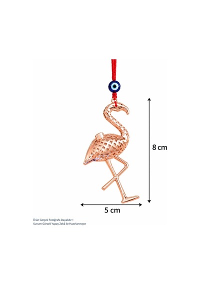 Yılbaşı Süsü Nazar Boncuklu Flamingo Yılbaşı Ağacı Süsü Rose Gold 8x5 Cm