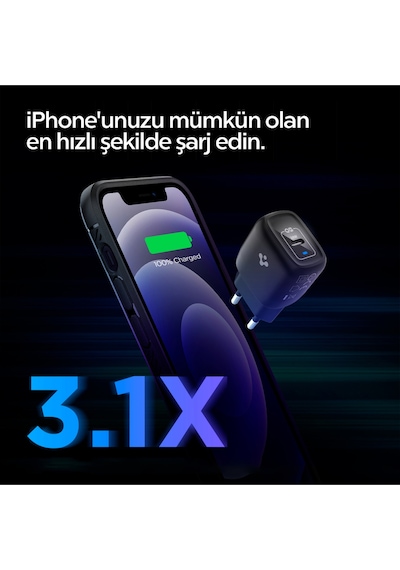 Spigen Powerarc Arcstation Pro 20w Hızlı Şarj Adaptörü Siyah-ach02070