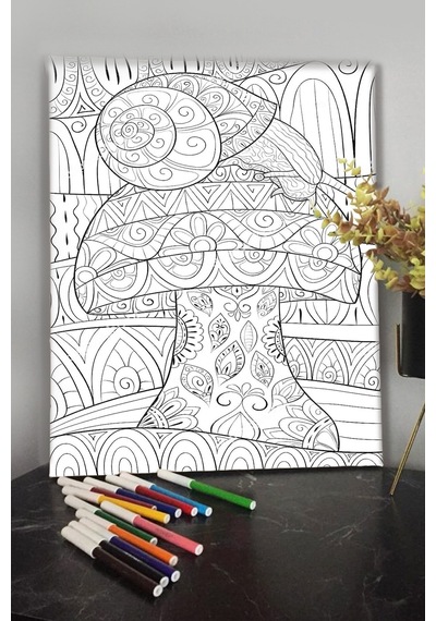 Mantar 40x30cm Çocuklar Için Özel Boyanabilir Tablo Mandala Tablo Kalem Hediyesi Yoktur.