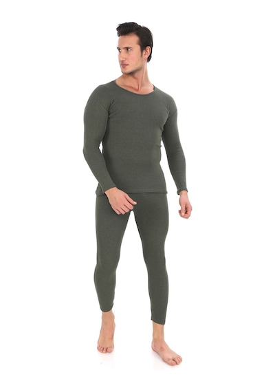 Sauna Suit Unisex Termal Içlik, Kışlık Sıcak Tutan Pamuklu Yakmayan, Termal Takım, Termal Fanila Iclik Haki