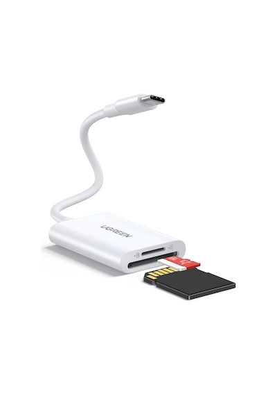 Ugreen 2-in-1 Usb-c Sd Ve Microsd Kart Okuyucu, Usb 3.0, 2 Tb Kart Desteği, 15 Cm Kablo Beyaz, 35506