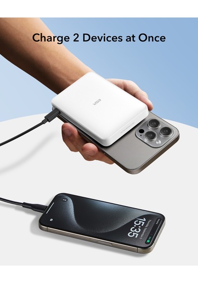 Halolock Qi2 10.000 Mah Magsafe Digital Powerbank Beyaz Siyah