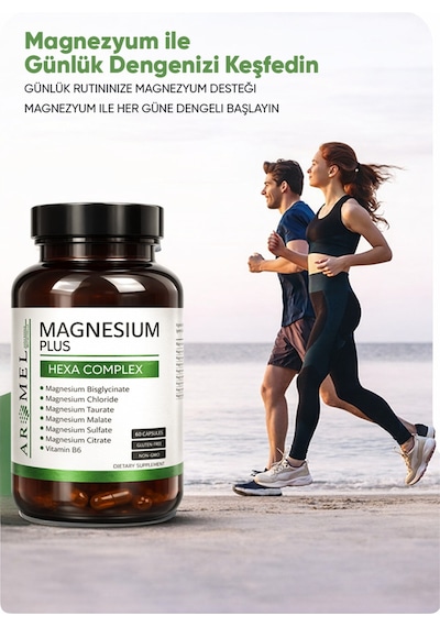 Aromel Magnezyum Plus Takviye Edici Gıda 60 Kapsül