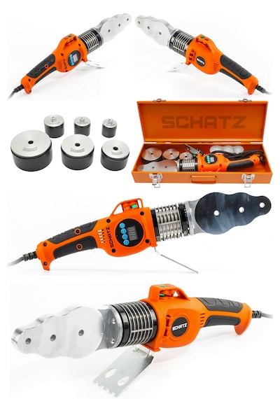 Schatz Profesyonel 1000 Watt Dijital Göstergeli Sjs Metal Şanzıman Pprc Pvc Boru Kaynak Makinesi Turuncu