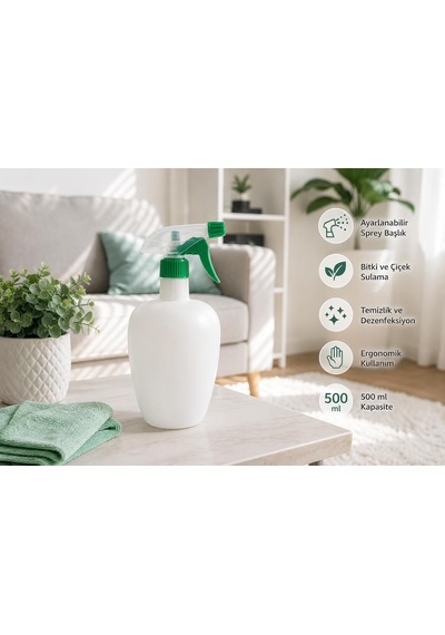 Boş Sprey Şişesi 500 Ml - Çok Amaçlı Plastik Fısfıs Şişe, Ayarlanabilir Başlıklı Bitki Ve Çiçek Sulama Pompası, Temizlik Ve Dezenfektan Şişesi, Elma Tasarım
