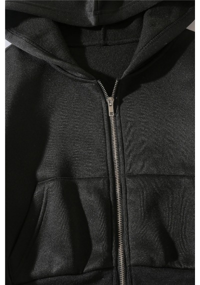 Cool Tarz Kadın Kapüşonlu Şardonlu Siyah Renk Crop Sweatshirt Siyah Siyah