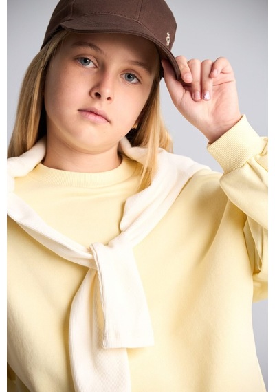 Defacto Bisiklet Yaka Sweatshirt Ve Nervürlü Pantolon 2li Takım Kız Çocuk I3868a826auyl498 Sarı-yl498