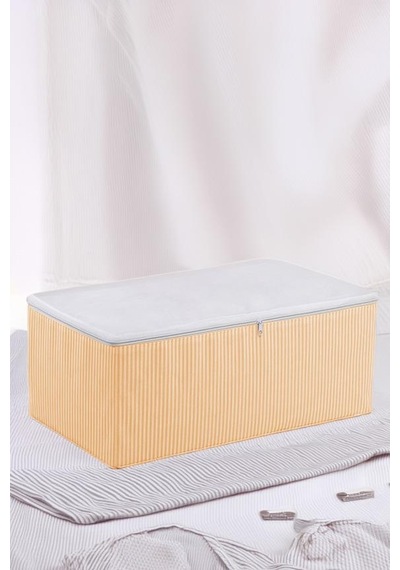 Turuncu Çizgili Medium Baza Çekyat Altı 3 Adet Hurç 50x30x20 Cm Turuncu
