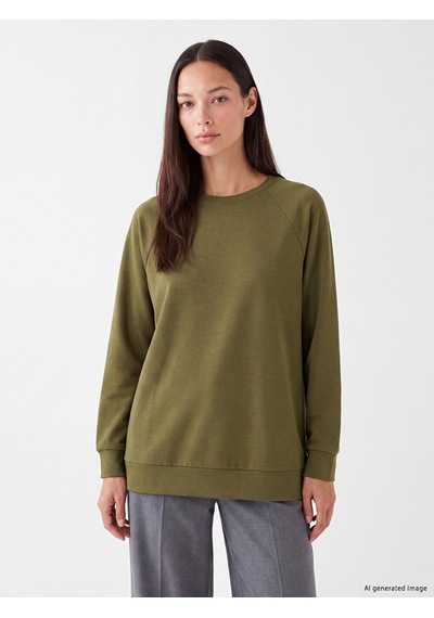 LC Waikiki Lc Waıkıkı Haki Soft Touch Oversize Kadın Sweatshirt