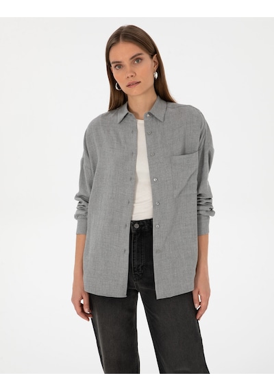 Pierre Cardin Kadın Gömlek Desenli 50313653-vr024 Gri