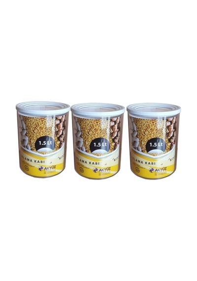 Yuvarlak Contalı Erzak Saklama Kabı 1,5 Lt 3 Lü Set Şeffaf Çok Renkli