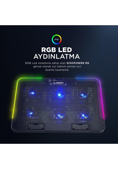 Sıxpower R9 6 Fan Rgb Işıklı Telefon Tutuculu Notebook Soğutucu