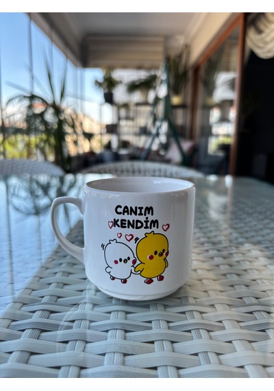 Canım Kendim Yazılı Seramik Kupa Komik Bardak 7 Cm Çok Renkli