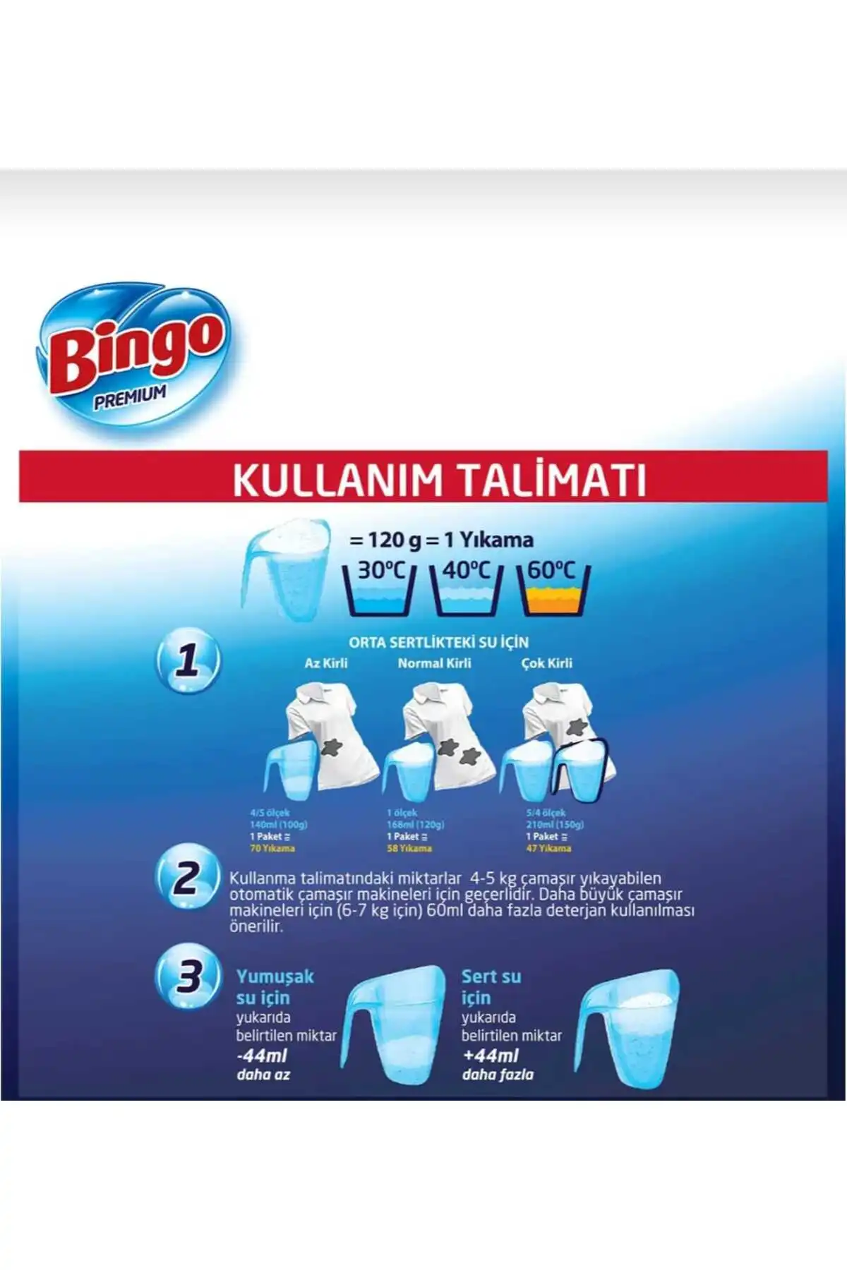 Bingo Premium Beyazlar İçin Toz Deterjan 2 Li Paket 7 Kg X 2 Geleneksel Beyaz Sabun Kokusu